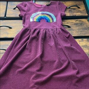 Glittery Purple Kids Dress with Rainbow Sequins